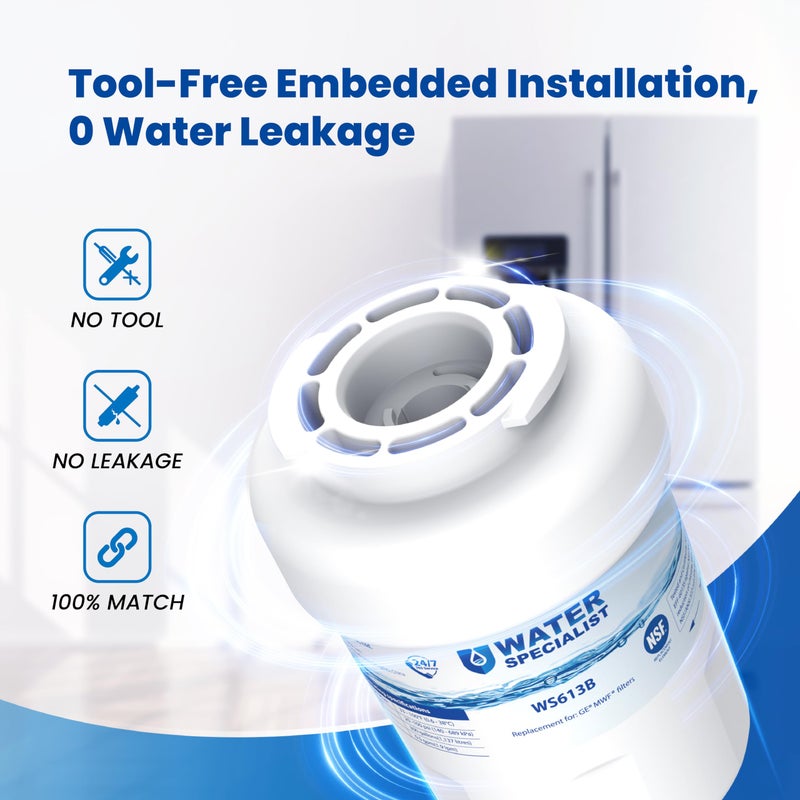 Waterspecialist WS613B Replacement for MWFÂ®, SmartWaterÂ® MWFP, MWFA, GWF, HDX FMG-1, WFC1201, GSE25GSHECSS, PC75009, RWF1060, KenmoreÂ® 9991 Refrigerator Water Filter, 3 Filters - Image 5